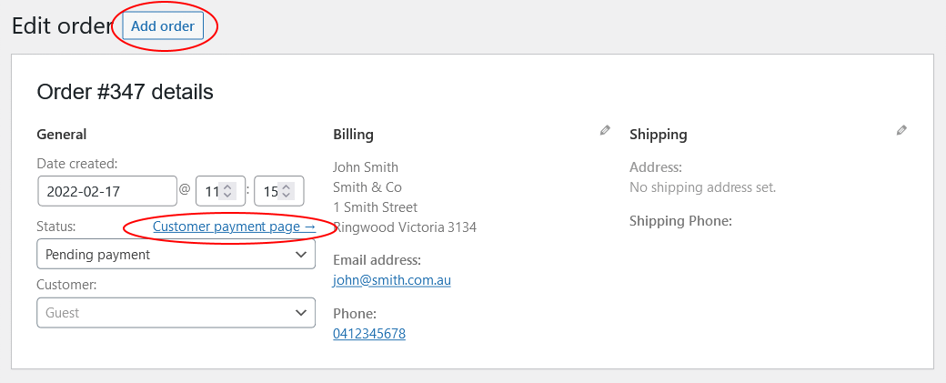 Admin Order Shipping